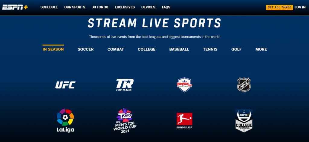 ESPN Plus Live Sports