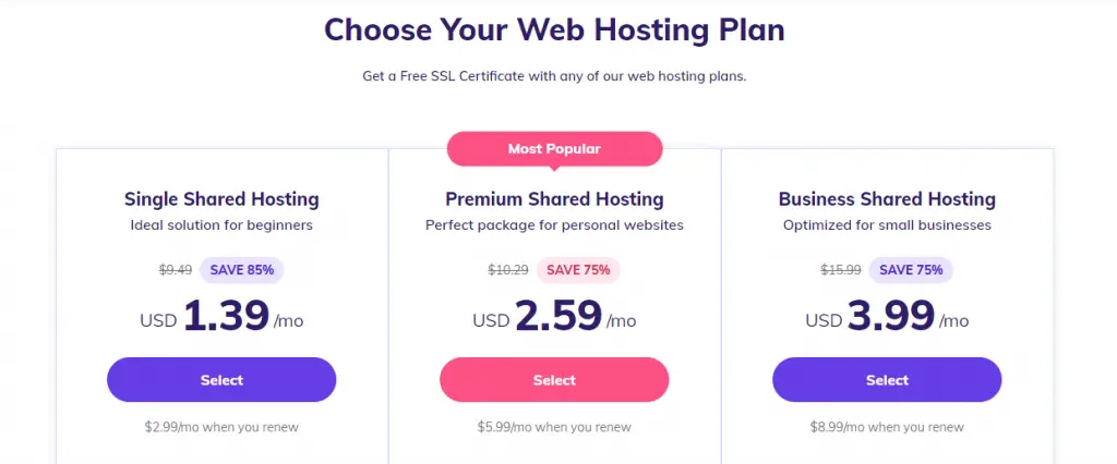 Hostinger Prices and Plans